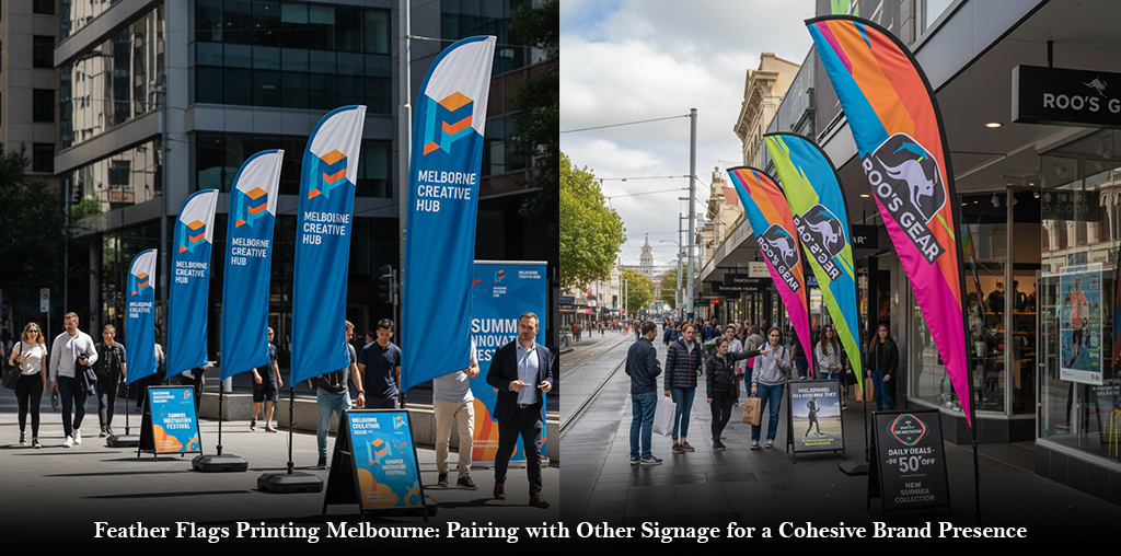 Feather Flags Printing Melbourne: Pairing with Other Signage for a Cohesive Brand Presence