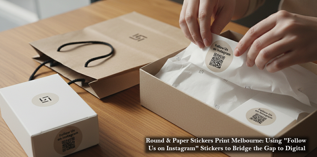Round and Paper Stickers Print Melbourne Using Follow Us on Instagram Stickers to Bridge the Gap to Digital