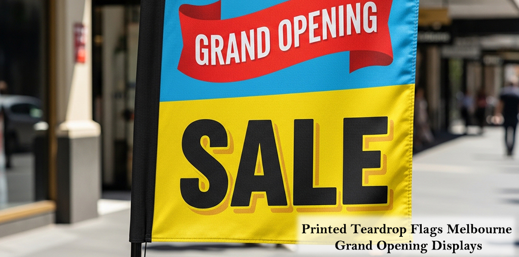 Printed Teardrop Flags Melbourne Grand Opening Displays